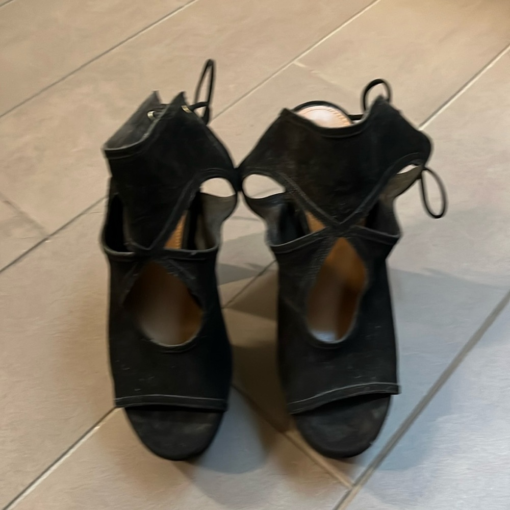 Aquazzura Firenze Suede Sexy Thing Plateau Heels Sz 35
